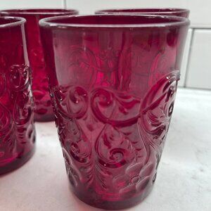 (4) 9 Oz Flat Tumbler Red Rock Crystal Glass